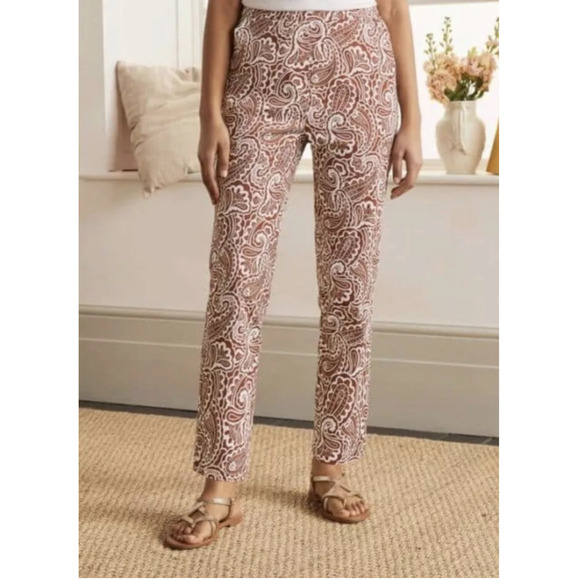 Boden Pants - Boden‎ Womens 10P Crop Ankle Pants Petite Danby Pull On Red Oak Summer Paisley